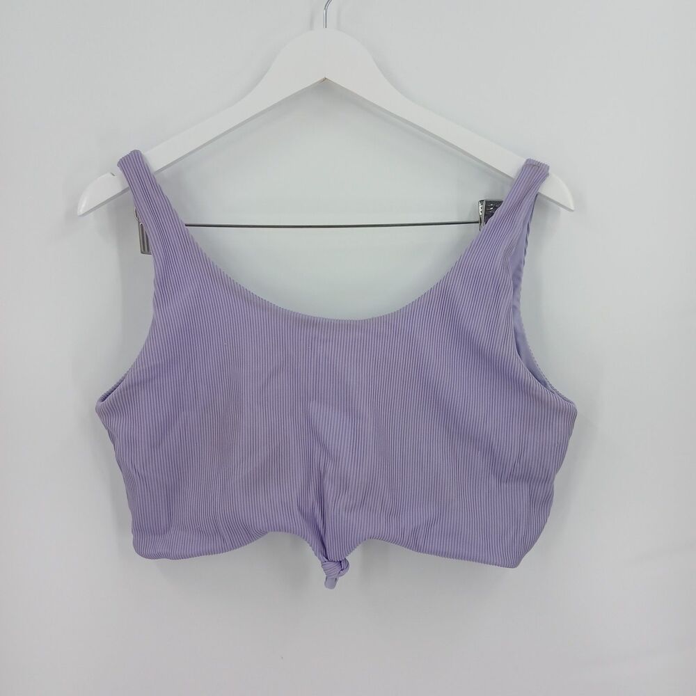 Zaful Purple Ribbed Knit Tie-Front Sleeveless Crop Top bikini top Size 12 swim